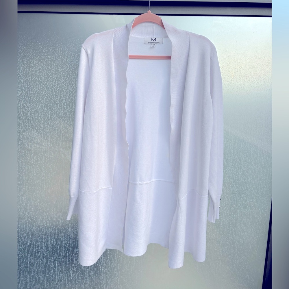 Magaschoni | White Open Front Cardigan